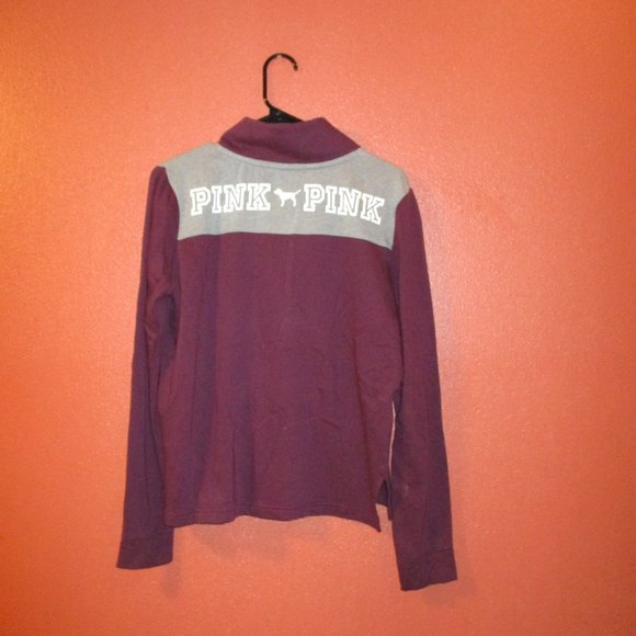PINK Victoria Secret Woman Medium Red Gray Warm Long Sleeve Pullover Sweatshirt - Picture 6 of 10